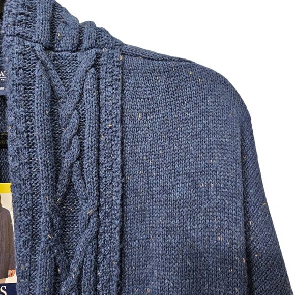 Chaps Cable Neck Knit Open Front Cotton Blend Navy Blue Cardigan Sweater New S - Picture 4 of 10
